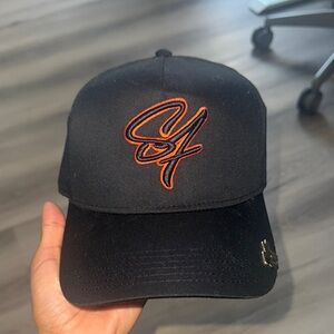 Black Cap with Orange Embroidery